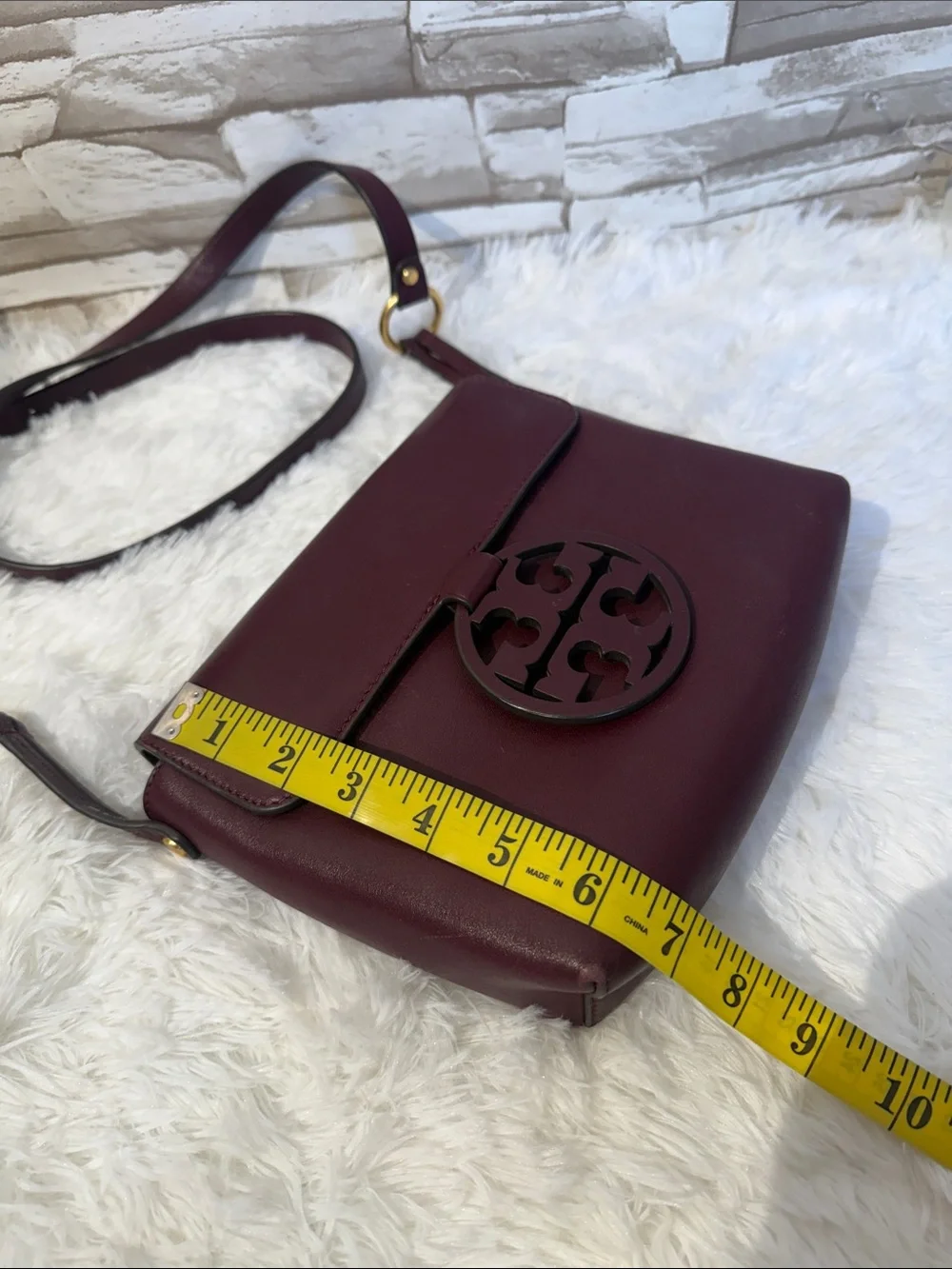 Tory Burch Burgundy Leather Miller Crossbody Bag